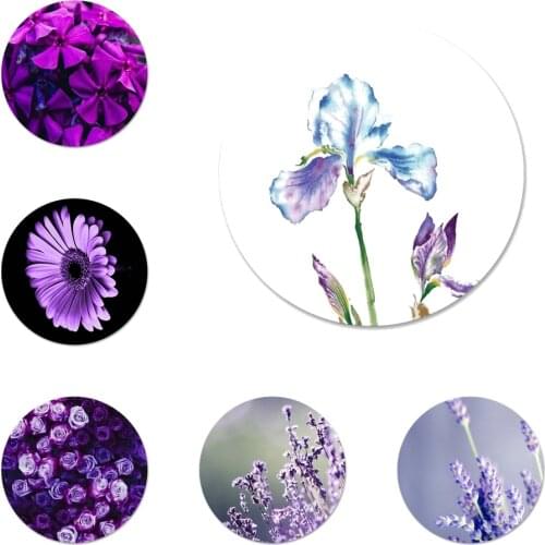58mm Simple lavender Purple flowers Icons Pins Badge Decoration Brooches Metal Badges For Backpack Decoration