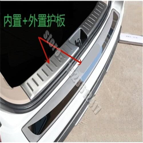 Automotive accessories 304 stainless steel Internal External Rear bumper Protector Sill for 2013-2015 Kia Sportage car styling