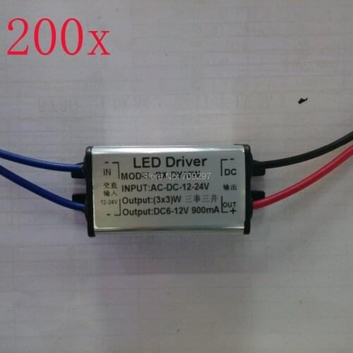 FREE DHL/FEDEX 200pcs/lot 12V/24V 10W waterproof power driver input AC DC12V~24V,output 900MA for 3x3W,10W LED chip D-078