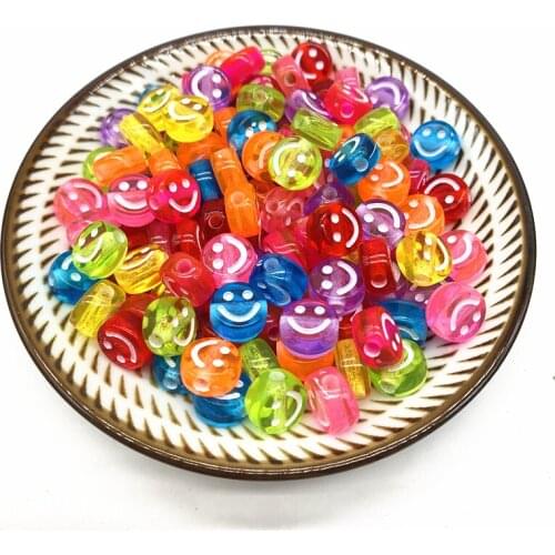 New 20pcs 10mm Smiley face Acrylic Round Shape Beads For DIY Handmade Jewelry Craft Accessories#02