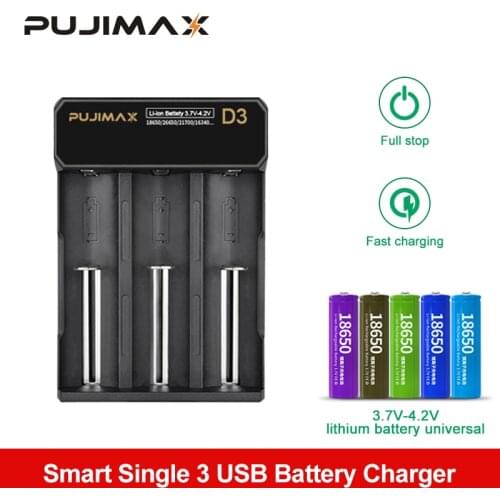 PUJIMAX Battery Charger Fast Charging For Liion Rechargeable Battery 18650 26650 18350 14500 26500 22650 lithium battery charger