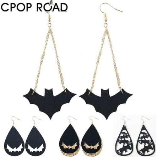 Black Batter Halloween Earrings for Women Long Batter Pendant Dangle Earrings Hot Sale Party Jewelry Accessories Cool Girl Gift