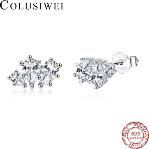 Colusiwei Top Quality 925 Sterling Silver Water Drop Shape Cubic Zircon Charm Stud Earrings for Women Wedding Engagement Jewelry