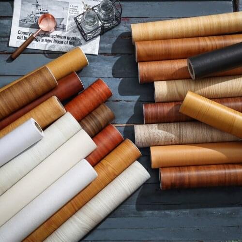 Eco-friendly Wood Stripe DIY Decorable Film PVC Self-Adhesive Furnitures Renovation Wall Stickers Decorative Sticky Paper Decals