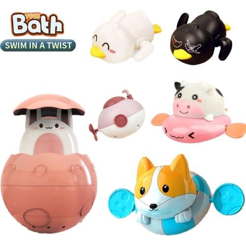 Bathroom Bath Baby Toys Summer Swimming Children Play Water Cute Little Funny Duck Corgi Toys Clockwork Rowing Toys For Kid Gift