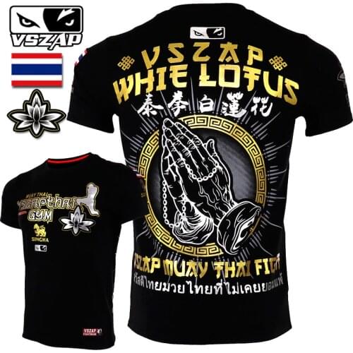 VSZAP fighting Thailand Muay Thai Lotus Shirts Muay MMA fight short sleeved T-shirt leisure fitness brand sports training boxing