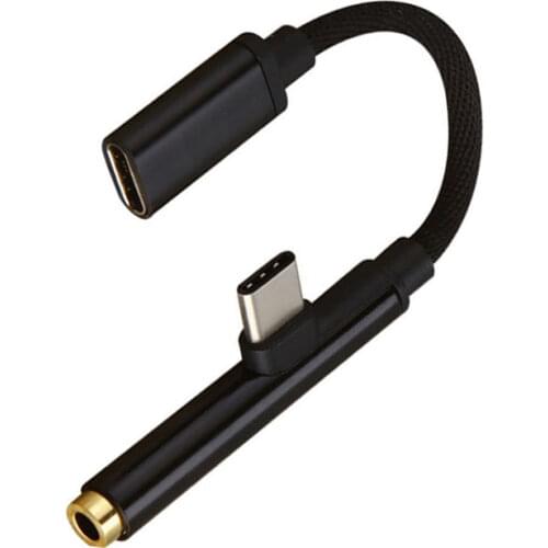 2 in 1 Type C to 3.5mm Adapter Audio Jack Headphones Cable Sync Charging Cable USB Type-C to Jack Aux For Xiaomi Huawei Phone