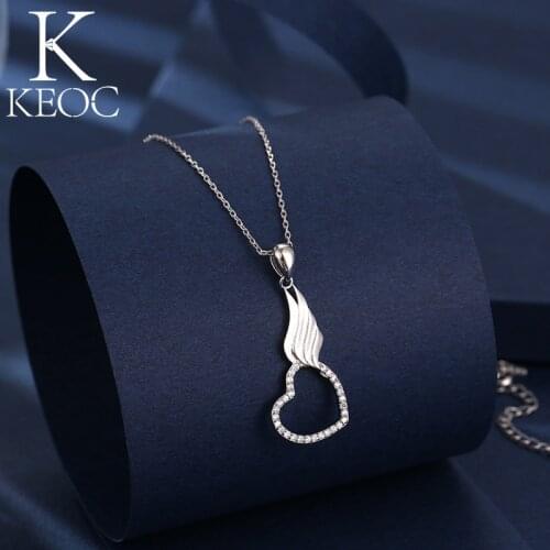 Keoc Korean Fashion Heart Shape Wing Necklace for Women 2021 Fashion Women Gifts for Women Pendant Jewerly From Body LY-40017