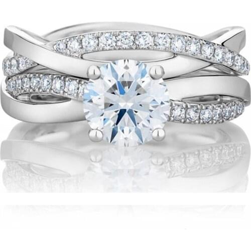 Star Florid 1Ct Diamond Rings Two Rings Combine Solid 925 Sterling Silver Ring White Gold Color Exquisite Craft Promise Ring