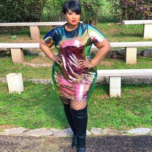 Short Sleeve Multi-Coloured Embellished Tribal Sequin Sparkle Plunge Belted Mini Dress Women V Neck Mini Party Dress