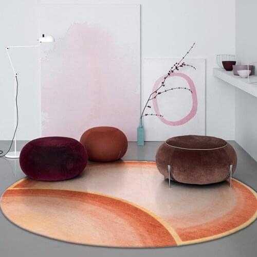 Nordic Orange Girls Round Carpets Living Room Modern Bedroom Carpet Cloakroom Round Home Mat Kid Chair Carpets Rug Room Rugs