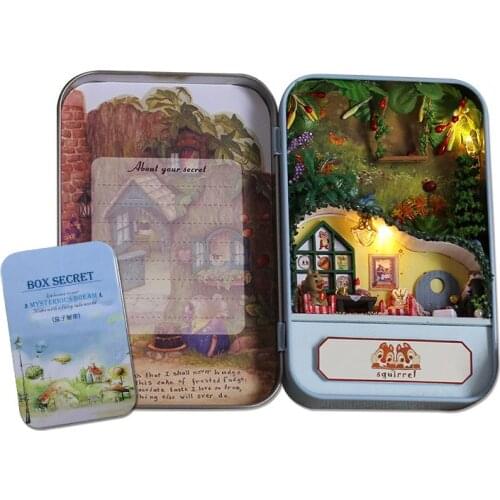 Iron box mini toy DIY Mini Doll House Furniture LED light Toy childrens birthday gift