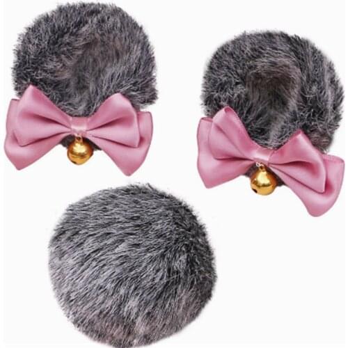 Cute Lolit Side Clip Animal Ear Hear Clip Plush Bowknot Bell Decor Bear Ear Hairpin with Bear Tail Set Handmade Hair Accessories