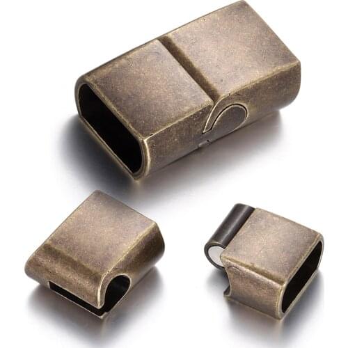 Stainless Steel Magnetic Clasp 11x6mm Hole Antique Bronze Plated Fastener for Bracelet Jewelry Making Closure Magnet Buckle