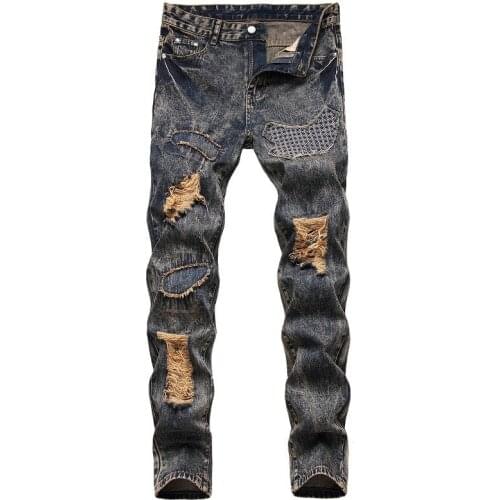 New Fashion Mens Cotton Ripped Hole Jeans Casual 2021 Slim Skinny White Black Jeans Men Trousers Casual Male Hip hop Denim Pants