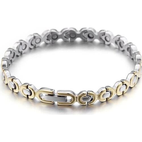 The new stainless steel titanium steel magnet jewelry stainless steel gold bracelet between South Korea popular
