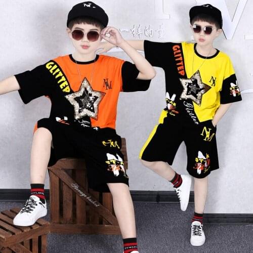 4-14 Years Summer Boy Clothing Set 2021 New Fashion Casual Active T-shirt+ Pant Kid Children Boy Teenager Clothing