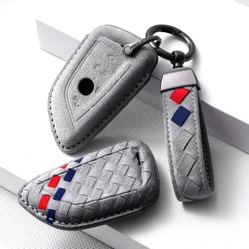 Weave Turn Fur Car Key Case Key Cover For BMW 2 3 5 7 Series 6GT X1 X3 X5 X6 F45 F46 G20 G30 G32 G11 G12 F48 G01 F15 F85 F16 F86