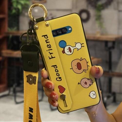 Durable Cartoon Phone Case For LG K50S Original Soft Case Anti-dust For Girls Cute Wrist Strap