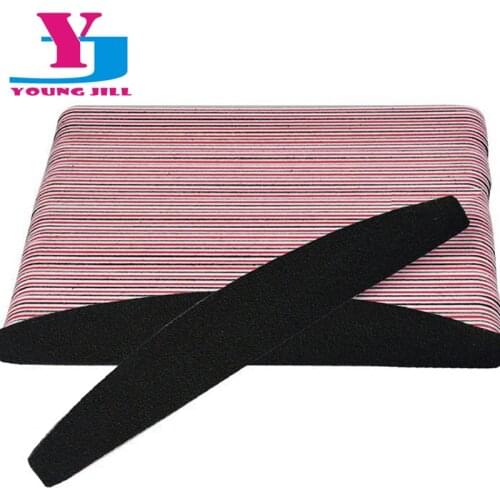50 Pcs/Lot Professional Nail File Buffer Salon Glitter Nail Files 100/180 Grit Manicure Tools Black Sanding Paper File Supplier