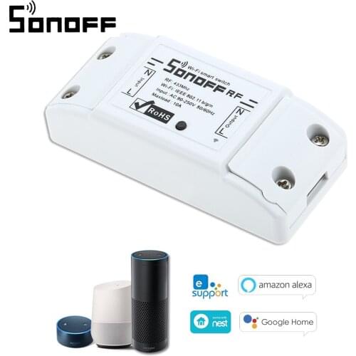 Sonoff RF WiFi Smart Switch 433Mhz Remote Controller DIY Wireless Smart Home Automation Module for Google Alexa 10A 220V