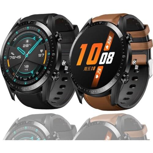 Leather PU+Silicone Wrist Straps For Huawei Watch GT/GT2/GT 2E 46MM Smart Bracelet Bands For Samsung Galaxy Watch 46mm Correa