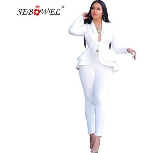 Женские модные брючные костюмы SEBOWEL China At AliExpress