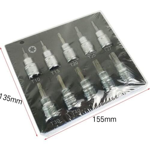 3/8 inch Drive Socket Hexagon Key Drill Set Chrome Vanadium Steel Pressure Batch Sleeve Tool Socket T10-T55 H2-H10 Drill Socket