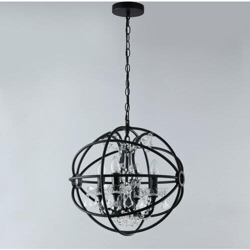 Modern round crystal chandelier led lamps retro iron chandeliers high quality E14 bulb chandelier lighting led lustre droplight
