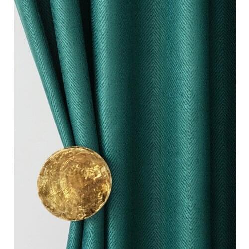 Modern Curtains for Living Room Dining Bedroom Retro Green Fish Bone Texture Light Luxury High Precision Blackout Curtains