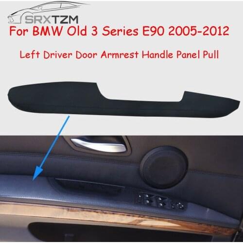SRXTZM Interior Left Driving Side Cow Leather Door Armrest Handle Bowl Pull Protection Cover For BMW Old 3 Series E90 2005-2012