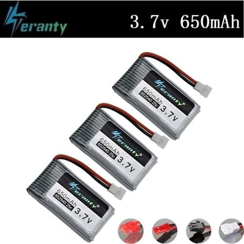 Teranty Power 3.7V 650mAh Li-po Battery For SYMA X5C X5C-1 X5 H5C X5SW 852540 3.7V Drone Rechargeable Lithium Battery 3Pcs/Sets