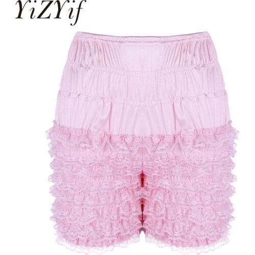 YiZYiF Super Soft Womens Lingerie Floral Lace Tiered Ruffle Boxer Shorts Dance Work out Bloomers Underwear Underpants Panties