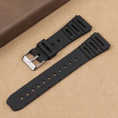Replacement Strap For Casio Electronic Watch CA-53W/WL-100/W-741/W-720-1 Series Black Rubber Watchband Mens Bracelet