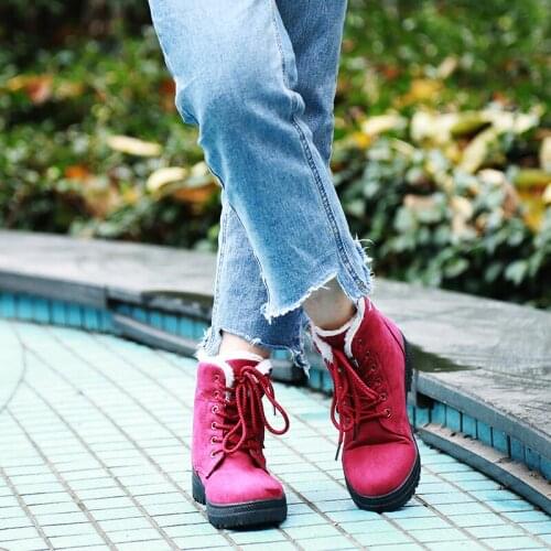 2021 Women Winter Snow Boots Warm Flat Plus Size Platform Lace Up Ladies Womens Shoes New Fashion Fur Suede Ankle Boots Female