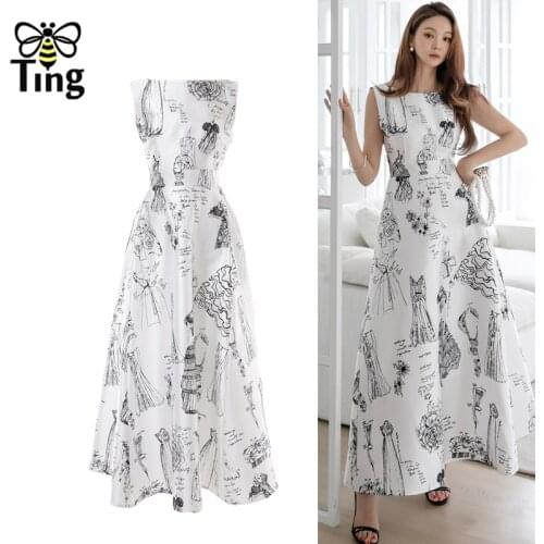 Tingfly 90S Vintage Elegant Designer Floral Print A Line Party Dresses Women Summer Sleevless Ball Gowns Retro Dress Zaful Chic