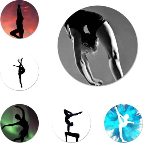 58mm gymnastics silhouette Icons Pins Badge Decoration Brooches Metal Badges For Backpack Decoration