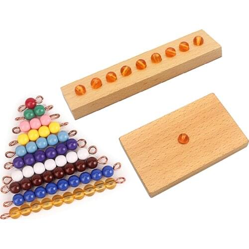 Montessori Golden Beads with Wood Tray Coloful Beads Hundreds Beads Square Educational Counting Learning Math Toys for Children