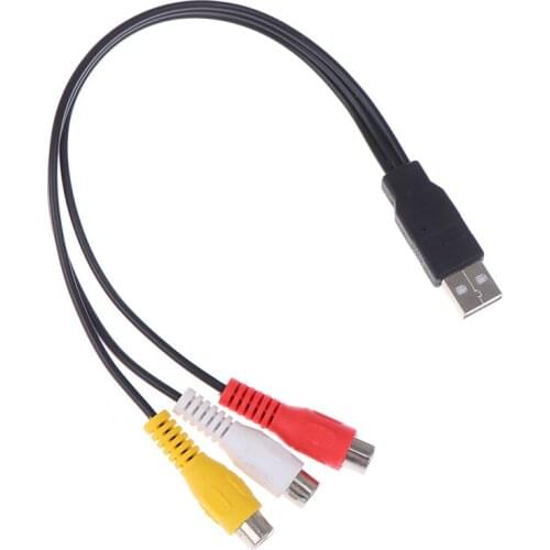 1pc Converter Video AV Cable USB to RCA Cable for Television Wire Cord USB Male Plug To 3 RCA Female Adapter Audio