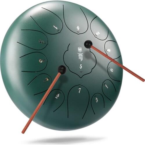 12 inch 13-Tone Steel Tongue Drum Mini Hand Pan Drums with Drumsticks Protable Percussion Instruments for yoga practice