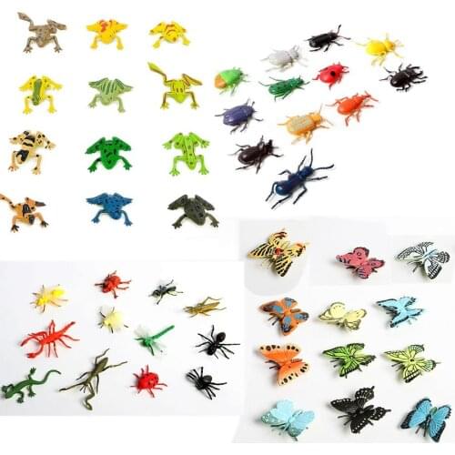 12pcs Assorted Lifelike Realistic Butterfly Frog Action Figure Playset,Educational beetle and Insects Toy Perfect Party Favors