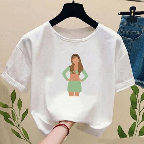 2021 new aesthetic fashion graphic t shirt printing womens T-shirt oversized Harajuku cartoon Street leisure white Tops female