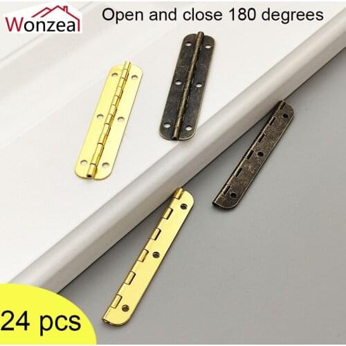 24Pcs Antique Gold Bronze Cabinet Hinges Furniture Hardware Jewelry Chest Gift Wine Music Box Wood Dollhouse Door Window Hinge