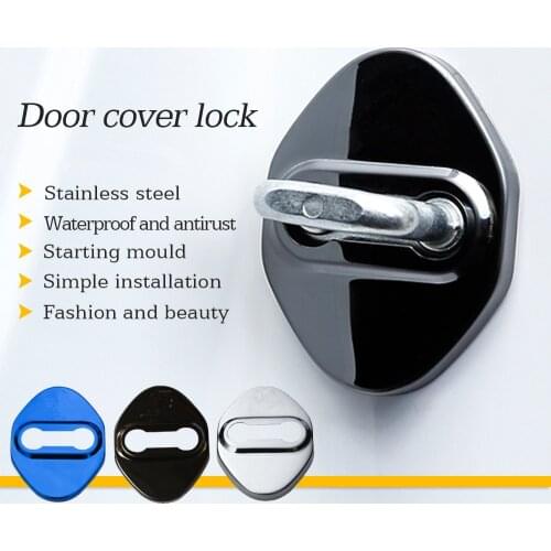 4PCS Stainless Steel Car Door Lock Striker Decoration Cover DIY Protective Case Sticker For HONDA Accord CRV JADE Fit VEZEL