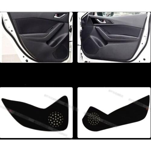 4pcs Fabric Door Protection Mats Anti-kick Decorative Pads For Mazda 3 Axela 2014