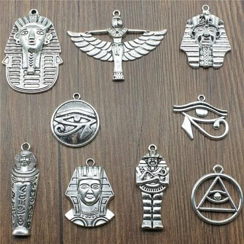 2pcs Charms Egyptian Pharaoh Antique Silver Color The Eye Of Horus Charms For Jewelry Making Cleopatra Pendant