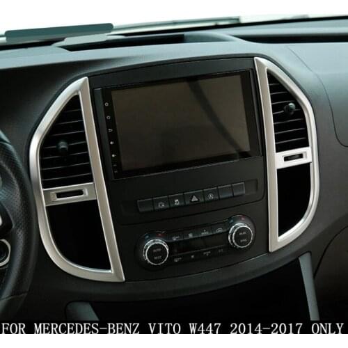 Accessories For Mercedes-Benz Vito W447 2014 2015 2016 2017 2PC ABS Middle Control Air Conditioning Panel Molding Cover Kit Trim