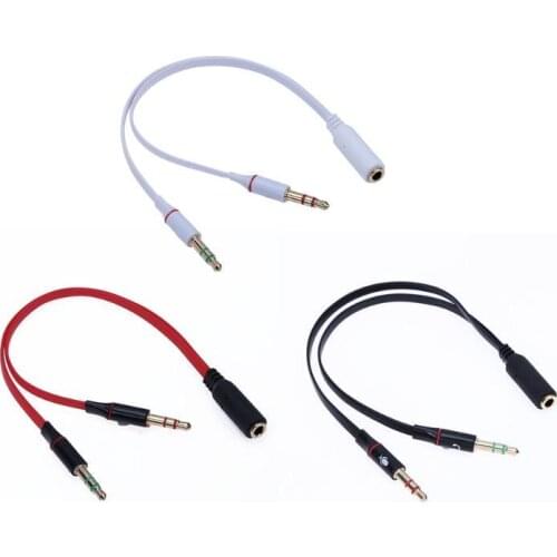 ALLOYSEED Audio Cable Jack 3.5mm Mic Headphone Splitter Gold-Plated 3.5 mm Jack Aux Cable Cord for Computer Microphone