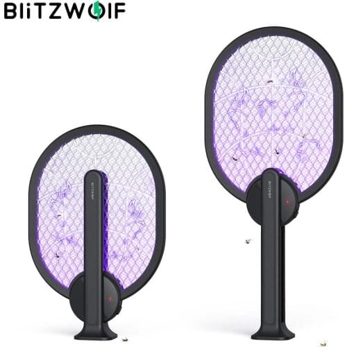 BlitzWolf BW-MLT3 Electric Flies Mosquito Swatter UV Light Attracts 3000V Anti Mosquito Fly Bug Zapper Racket USB Rechargeable