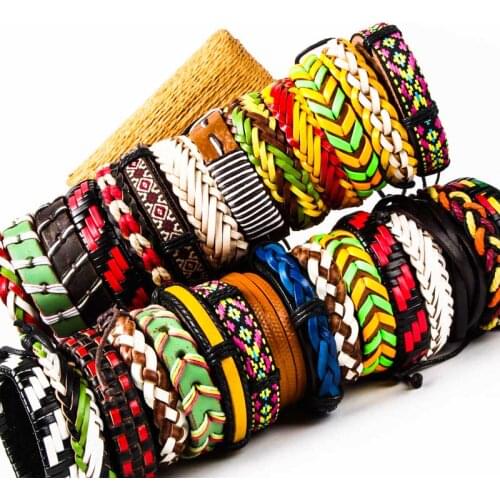 Batch 20 pieces real cowhide hand-knitted leather bracelet leather band hand strap neutral bracelet jewelry gift